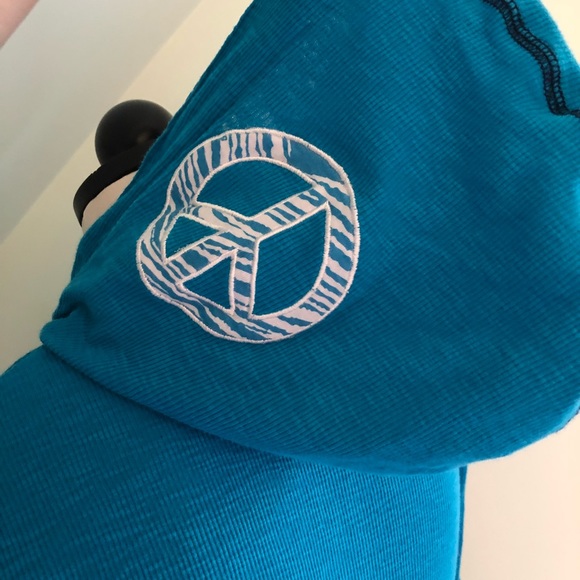 VINTAGE Y2K Billabong Hooded Zip Up Peace Sign Shirt Jacket - Picture 3 of 5